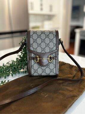 Gucci Brown/Beige GG Supreme Mini Crossbody with Horsebit